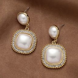 Yellow Chimes White Pearl Studded Drop Earrings-31