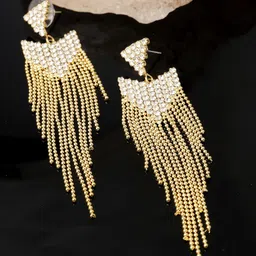 AVANT-GARDE PARIS Gold-Plated Stone-Studded & Beaded Contemporary Drop Earrings-image-56