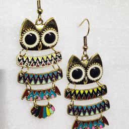EL REGALO Gold-Toned & Black Quirky Drop Earrings-19