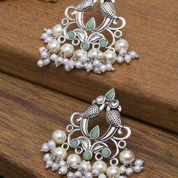PANASH Silver-Toned Contemporary Drop Earrings-11