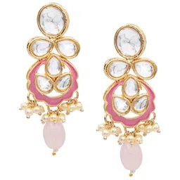Shining Jewel - By Shivansh Gold-Plated Contemporary Drop Earrings-image-91