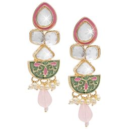 Shining Jewel - By Shivansh Gold Plated Kundan Studded Drop Earrings-57