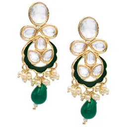 Shining Jewel - By Shivansh Gold-Plated Contemporary Drop Earrings-image-88