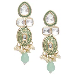 Shining Jewel - By Shivansh Gold Plated Kundan Drop Earrings-image-79