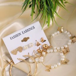 YouBella Set Of 6 Gold-Plated Contemporary Drop Earrings-0