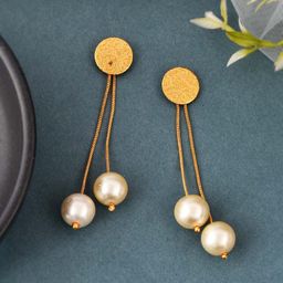 Silvermerc Designs Gold-Plated Artificial Beads Contemporary Drop Earrings-43