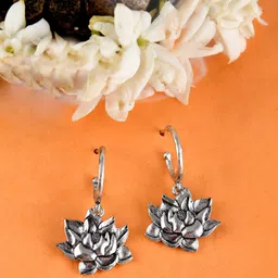 Voylla Silver-Plated Contemporary Drop Earrings-picture-28