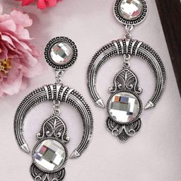 Rubans Silver-Toned Contemporary Drop Earrings-image-33