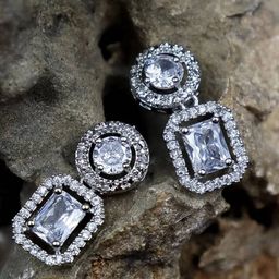 The Pari Rhodium-Plated Contemporary Drop Earrings-52