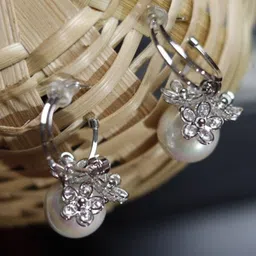 Maansh Silver-Plated Contemporary Half Hoop Earrings-image-65