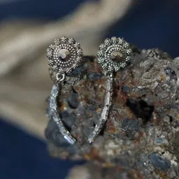Maansh Silver-Toned Contemporary Drop Earrings-picture-47
