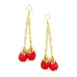 AKSHARA Red Handcrafted Drop Earrings-image-85