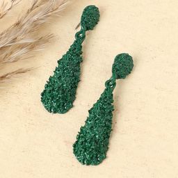 SOHI Green & Gold-Plated Contemporary Drop Earrings-19