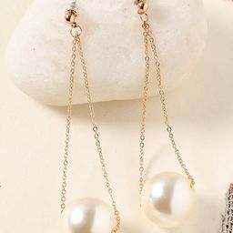 SOHI Women Gold-Plated & White Contemporary Drop Earrings-58