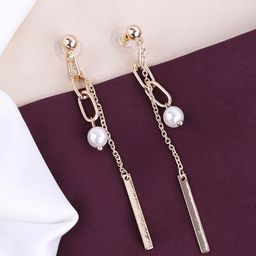 VOGUE PANASH Gold-Plated Contemporary Beaded Drop Earrings-picture-53