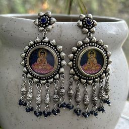 FIROZA Silver-Plated Artificial Stones & Beads Studded Contemporary Drop Earrings-8