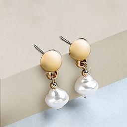 AMI Gold-Toned & White Contemporary Drop Earrings-55