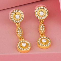 Estele Gold Plated Contemporary Drop Earrings-image-84
