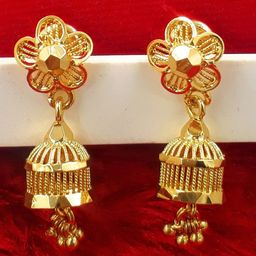 Anujeet Fashion Hub Gold-Plated Artificial Beaded Dome Shaped Jhumkas-29