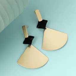 SOHI Black Gold Plated Contemporary Drop Earrings-18