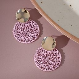 SOHI Purple & Gold-Plated Circular Drop Earrings-54