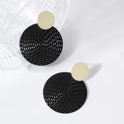 SOHI Black & Gold PlatedContemporary Drop Earrings-56