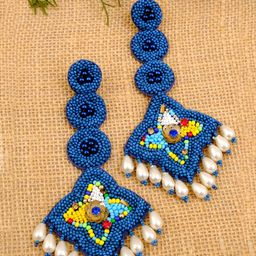 Crunchy Fashion Blue Boho Drop Dangler Earrings-image-76