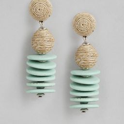 RICHEERA Green & Beige Contemporary Drop Earrings-19