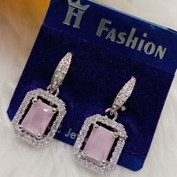 The Pari Rhodium-Plated American Diamond Studded Drop Earrings-image-70