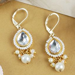 Asthetika Kids Gold Plated Contemporary Kundan Drop Earrings-51