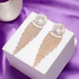Mali Fionna Rose Gold-Plated Contemporary Drop Earrings-image-45