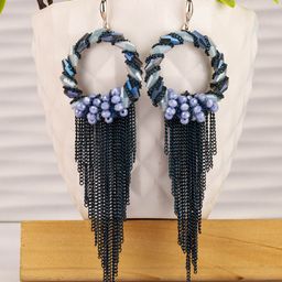 Designs By Jewels Galaxy Blue Contemporary Drop Earrings-image-17