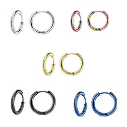 KARISHMA KREATIONS Men Set Of 5 Circular Hoop Earrings-2