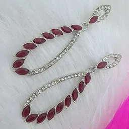 Mahi Rhodium-Plated Crystal Studded Contemporary Drop Earrings-picture-18