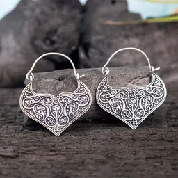 Studio One Love Silver-Plated Contemporary Hoop Earrings-54