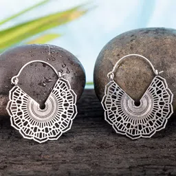 Studio One Love Silver-Plated Contemporary Hoop Earrings-39