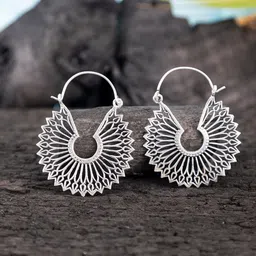 Studio One Love Silver-Plated Contemporary Hoop Earrings-47