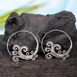 Studio One Love Silver-Plated Contemporary Hoop Earrings-image-3