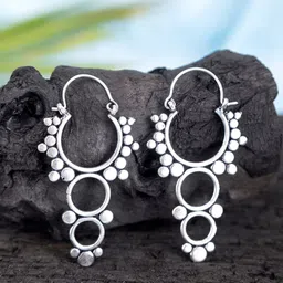 Studio One Love Silver-Plated Contemporary Hoop Earrings-45