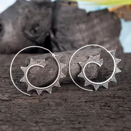 Studio One Love Silver-Plated Contemporary Hoop Earrings-image-33
