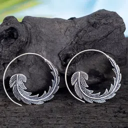 Studio One Love Silver-Plated Contemporary Hoop Earrings-47