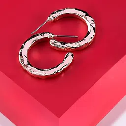 AMI Rose Gold-Plated Contemporary Hoop Earrings-9