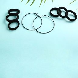 justpeachy Black Contemporary Hoop Earrings-image-90