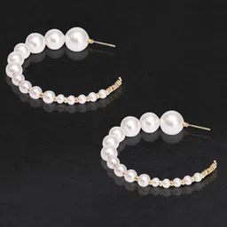 Peora Gold-Plated Contemporary Beaded Hoop Earrings-picture-58