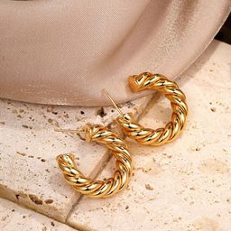 Shining Diva Fashion Gold-Plated Contemporary Hoop Earrings-49