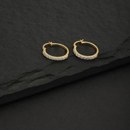 Carlton London White Contemporary Hoop Earrings-image-15
