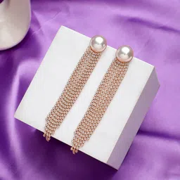 Mali Fionna Rose Gold-Plated Contemporary Drop Earrings-image-52