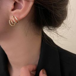 PolluxCraft Gold-Plated Artificial Stone Studded Contemporary Shaped Studs-51
