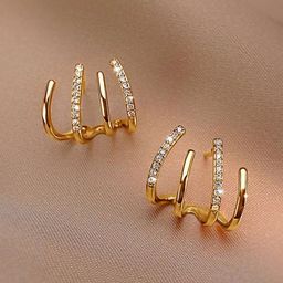 PolluxCraft Gold-Plated Artificial Stone Studded Contemporary Shaped Studs-image-87