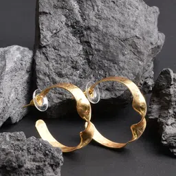 XPNSV Gold-Plated Twisty Half Hoop Earrings-image-24